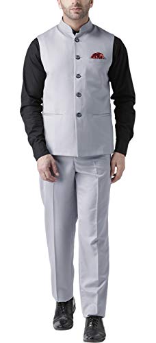 Image of hangup Men's Synthetic Notch Lapel Suit (2BasketTR Steelgrey 40 Grey