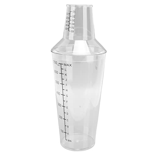 Kufoo Shaker, Spill Prevention Standard Capacity Clear Cocktail Shaker for Clear Scale Bars (700ML)