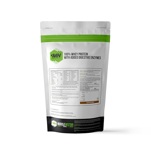 Image of Muscle Nectar Whey Protein with Digestive Enzymes, 24g Protein (Cappuccino, 1 kg / 2.2 lb, 30 Servings)