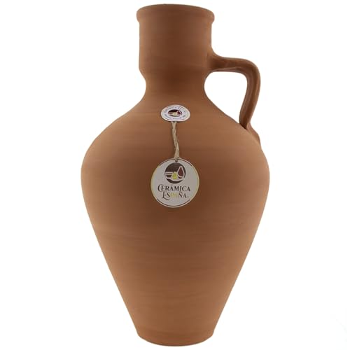 CERÁMICA ESPAÑA | Cántaro de barro tradicional | Cántaro de barro rojo Modelo A01 | 100% Hecho a mano | 7 litros | ECO | 22x22x41 cm