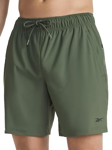 Reebok Apparel Mens Pace Training 7” Short, Grit Green, Medium
