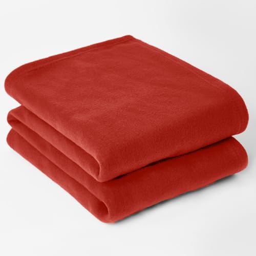 Dreamscene Fleece Throw Blanket for Bed Super Soft Warm Cosy Plain Red Sofa Throw Blanket Lightweight Fluffy Single Bedspread Polar Fleece Blankets 120 x 150cm