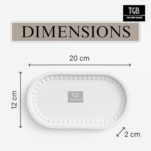 Image of Bathroom Tray for Countertop, White Concrete Organizer for Toiletries & Soap | Minimal Bathroom Sink Tray (20x12 cm)