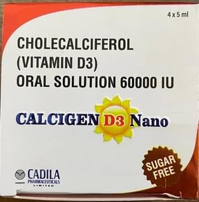 HERBOLOIDS Cadila Calcigen d3 60,000 IU vitamin d3 Nano Shots Liquid Oral Solution, 5ml Each (Pack of 8) (B0D9QSSQ4Z) Amazon Price History, Amazon Price Tracker