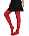 HDE Women's Solid Candy Color Opaque Microfiber Footed Tights Stockings (Red)