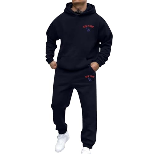 Chándal para Hombre Conjunto de 2 Piezas Y2K Primavera Otono Moda Clasica Sudadera Informal Pantalones Chaqueta con Capucha, Jogging Ideal Otoño e Invierno Casual Deporte