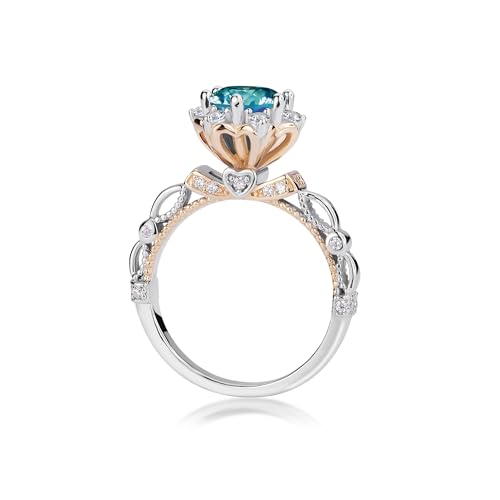 Flower Moissanite Engagement Ring for Women, 1CT Round D Color VVS1 Clarity Moissanite Ring, 925 Sterling Silver Plated 18K White Gold Wedding Band2