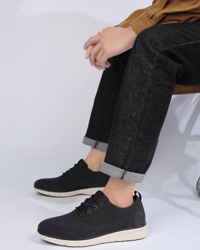 DEXJEWU Men's Dress Oxfords Shoes Mesh Sneakers, 001 Fur Black, 9.5 - image 6