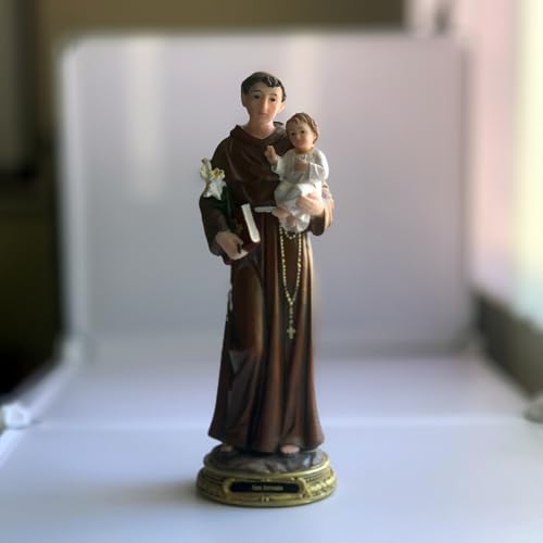 Figura católica San Antonio de Padua resina 12 pulg miniatura 3