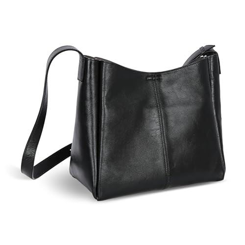 HESHE Genuine Leather Purses for Women Shoulder Handbags Crossbody Hobo Purses Buckets Satchel Bags Tote Work Top Handle Bag