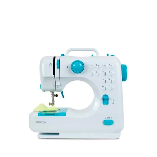 PRIXTON Machine à Coudre portable P110 avec 12 Points de Couture, Tiroir à accessoires, Lampe intégrée, Pédale incluse, Couleur Bleu