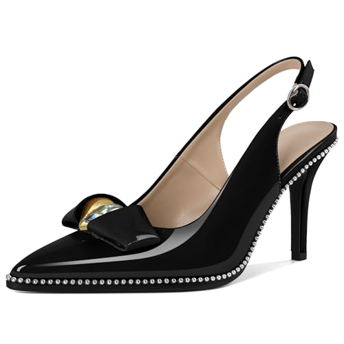 Zamikoo Slingback Heels for Women Pointed Toe Slip On Stilettos High Heel Pumps Shoes Dressy 3 Inches