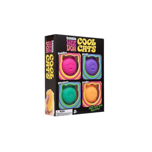 Schylling NeeDoh Cool Kitten Teenie Needoh 4 Pack - Sensory Squeeze Toy - 1.5' in Diameter - Colors May Vary