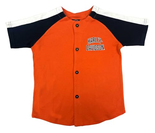 Harley-Davidson Big Boys' H-D Striped Sleeve Baseball Tee, Orange/Black