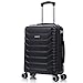 RAYKONG Maleta de Cabina 55x40x20cm Policarbonato (40L) semirígida Trolley pequeño Equipaje de Mano 4 Ruedas giratorios a 360º Cierre numérico (Negro)