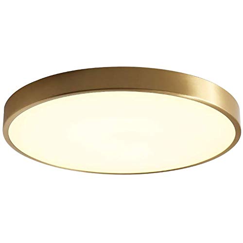 Plafonnier LED rond en laiton brossé acrylique dimmable pour salon
