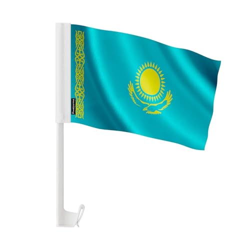 Drapeau Voiture Kazakhstan 30x45cm pour Cortège de Mariage et Fêtes