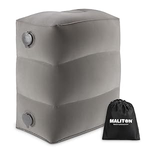 Maliton Fußstütze Flugzeug, Aufblasbare Fußstütze Kissen für Reisen Auto & Zuhause & Büro, Höhenverstellbar Flyaway Kids Bed, Zum Schlafen auf langen Flügen für Kinder (Grau, 1 Stück)