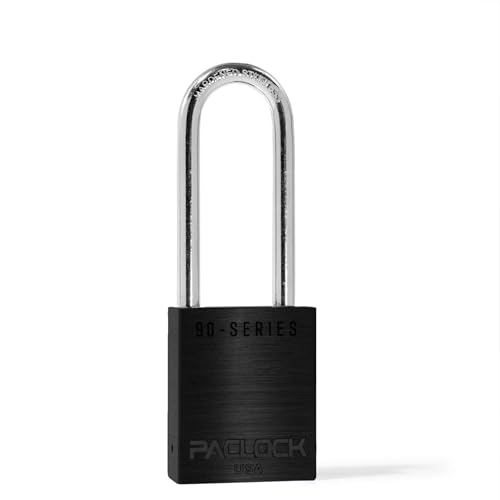Image of PACLOCK's SR-90A Padlock, 2-1 /2 inch Tall Hard. Stainless Steel Shackle, High Performance 6-Pin Cylinder, Keyed Differently w / 2 Keys, Black