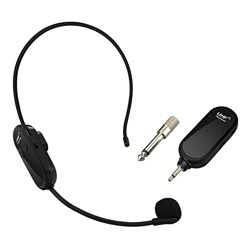 Wireless Microphone Headset,UHF Headset System,160ft Range,Headset and Handheld Mic 2 in 1,Compatible for Speaker,Teaching,Singing,Fitness Instructor