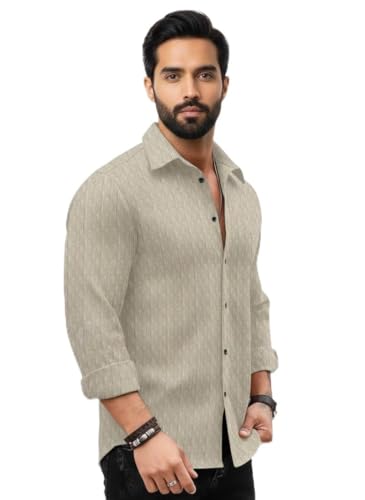 Image of Amazon Brand - INKAST Men's Regular Fit Button Down Dress Shirts Textured Long Sleeve Casual Hawaiian Shirt
