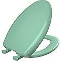 Bemis 1200SLOWT 165 Toilet Seat will Slow Close, Never Loosen and Easily Remove, ELONGATED, Plastic, Ming Green