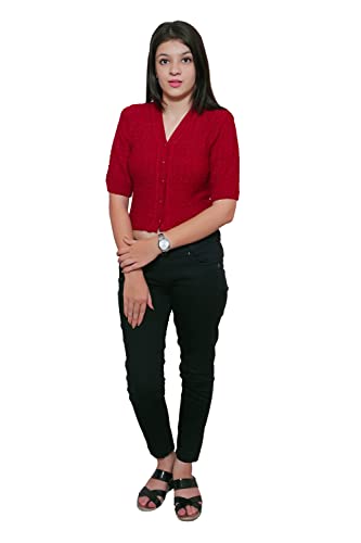Image of Women's Hosiery Woolen Solid Half Sleeve Sweater Blouse