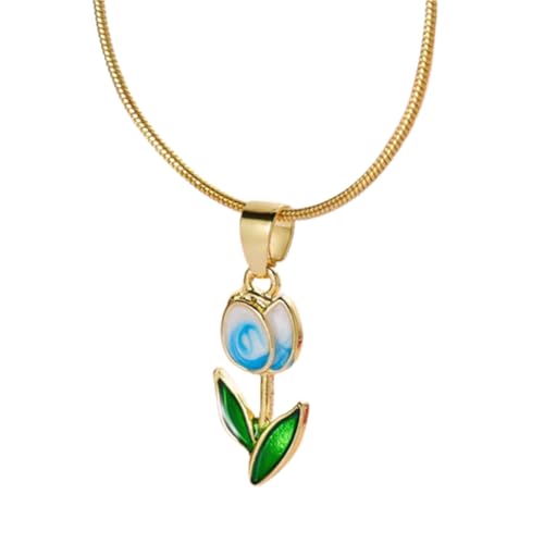 Image of Gold Tulip Necklace Tulip Flower Pendant Necklace Delicate Dainty Tulip Flower Necklace for Women Mother Wife Friendship Jewelry