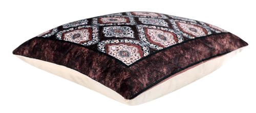 Image of Nendle Printed Holland Velvet Cushion Covers Set of 5, 16 x 16 Inches (40 x 40 cm), Decorative Sofa Cushion Cover with Zipper Closure, Floral Geometric Abstract Bohemian Designs, Multicolor