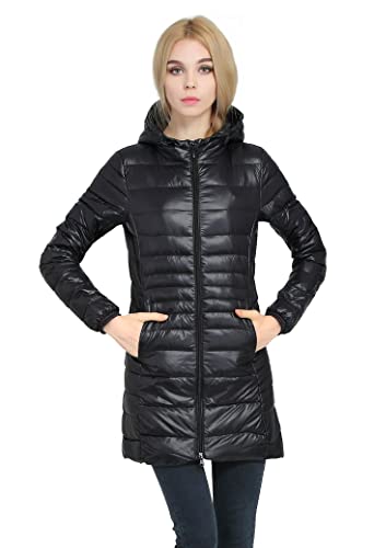 BOUTIKS Ligero Plegable Chaquetas de Pluma Mujer, Abrigo de Plumón con Capucha para Mujeres Abrigo de Plumón de Invierno Cálido, XL Cover