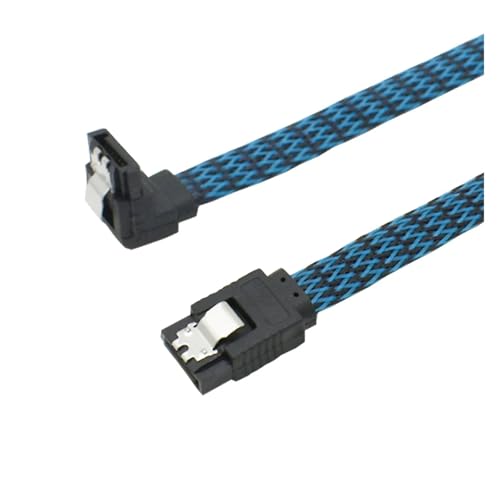 Cable de datos SATA 3.0 III 50 cm ángulo recto con funda de nylon miniatura 7