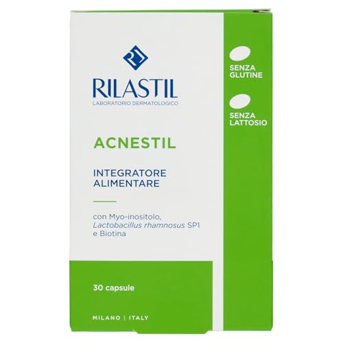 Immagine prodotto: Rilastil Acnestil Integratore Alimentare a base di Probiotici, Prebiotici e Biotina per Pelle a Tendenza Acneica, 30 capsule