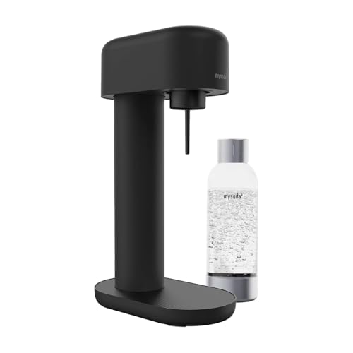 Mysoda: Stilvoller Ruby 2 Wassersprudler aus robustem Aluminium (ohne CO2-Zylinder) mit hochwertiger 1-Liter-Wasserflasche in Premiumdesign - Ganz Schwarz