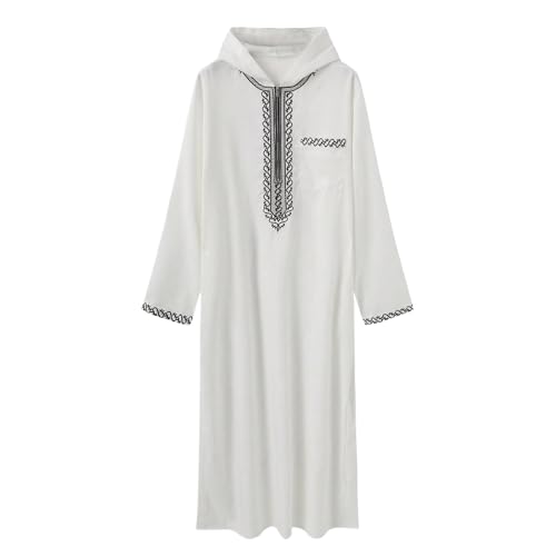 Men's Muslim Middle Arab Casual Long Sleeve Loose Hood Big and Tall Long Gown Dress Muslim Kaftan Thobe2