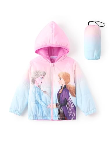 Disney Frozen Elsa Princess Belle Moana - chamarra acolchada para niña pequeña, ligera, plegable, cálida, de 2 a 10 años, Multicolor elsa&anna, 2 Años
