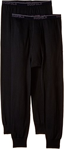 Duofold Men's Mid Weight Wicking Thermal Pant (Pack of 2), Black, Medium