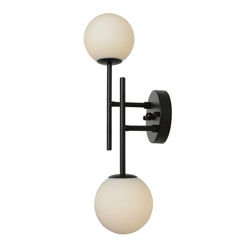 HPTHLY Metal Pole Wall Sconce With White Glass Ball Shade, Up And Down Lighting Wall Lamp, G9 Bedside Wall Light Fixture, Simple Decorative Wall Lamp For Corridor, Be(Dark)