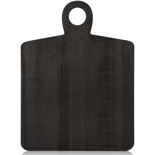 Image of 1 Pcs Acacia Wood Cutting Board with Handle 17 x 13'' Rectangular Charcuterie Chopping Board for Pizza Cheese Meat Decorative Black Wooden Serving Tray for Kitchen and Dining Room