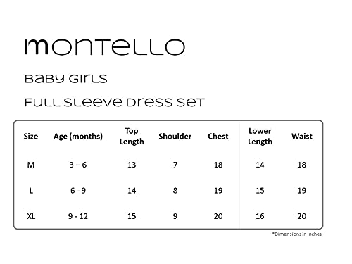 Image of Montello Cotton Cute Dress set for Baby Girl with Full sleeves Frock Top Jhabla and Full Length Pyjamas