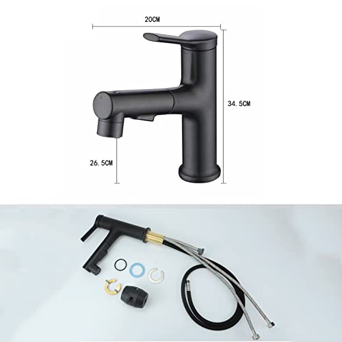 Grifo de baño en latón negro mate con cabezal extraíble multifunción monomando 5