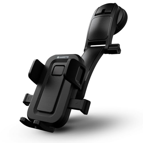 Image of Amkette iGrip Drive Dash Car Mobile Holder for Dashboard, Mobiles Holder for car Dashboard with 360 Rotation, One -Touch Lock & Release Adjustable Mount with Strong Suction Cu (Black)