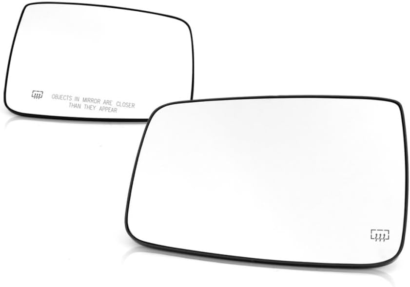 For Ram 1500/2500 2011-2018 Mirror Glass Driver and Passenger Side | Pair | Heated | w/Backing Plate | All Cab Types | Flat Glass Type | Replacement For 68079363AA, 68079362AA | CH1324117, CH1325117