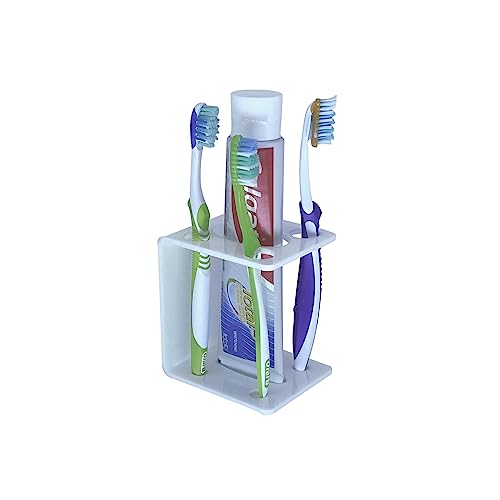 Suporte para Escovas de Dentes e Creme Dental de Acrílico Branco 4mm