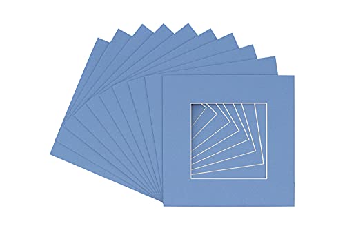 CountryArtHouse Brittany Blue Acid Free 26x26 Square Picture Frame Mat with White Core Bevel Cut for 21x21 Pictures - Fits 26x26 Frame - Pack of 1 Matboard Show Kit with Acid Free Backing & Clear Bag