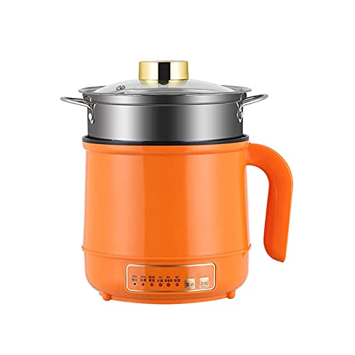 Olla eléctrica con panel de control de computadora, olla rápida para cocinar fideos ramen, mini olla portátil de viaje de 1,5 l, olla multiusos antiadherente, verde, sin vaporera (con vaporera |