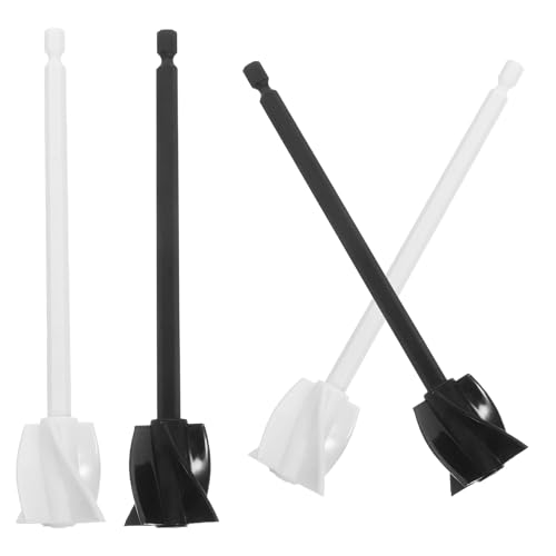 Ipetboom Varillas Mezcladoras Espirales para Taladro 4 Piezas 2 Negras 2 Blancas Accesorio Reutilizable para Mezclar Resina Epoxi Pintura y Pegamento Herramienta para Mezclar