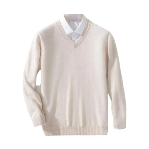 Mens Cashmere V Neck Pullover Long Sleeve Business Casual Knitted Sweater Slim Fit Woolen Jumper Top