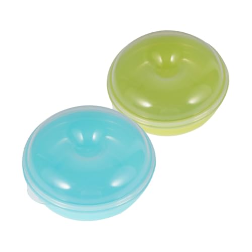 POPETPOP 2Piezas Cajas de Almacenamiento para Donuts y Bagels Unidades Apilables Aptas para Microondas Colores y Organizador de Pan para Despensa y Cocina