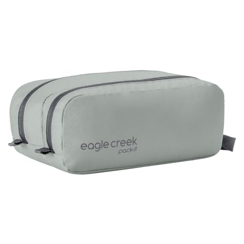 Eagle Creek Pack-It Reveal Quick Trip - Dual-Compartment Toiletry Bag for Travel - Full-Length Zipper Compartments - Recycled Fabric Construction - Water-Resistant & Quick-Drying - Storm Grey