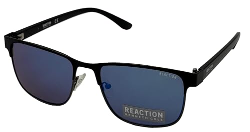 Kenneth Cole Reaction Mens Black Metal Rectangle Sunglass KC1413 1B